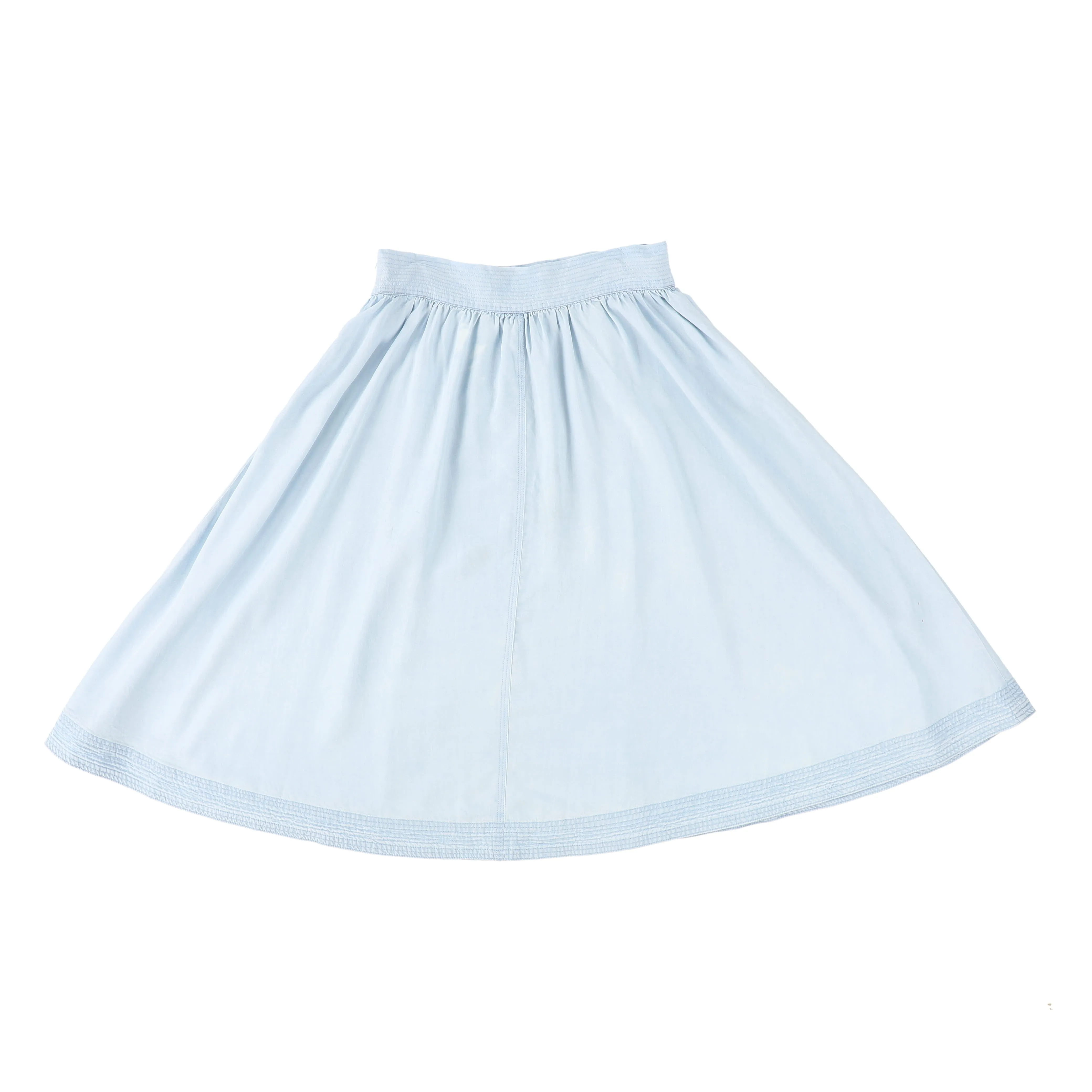 BACE COLLECTION LIGHT BLUE DENIM STITCH DETAIL SKIRT [FINAL SALE]