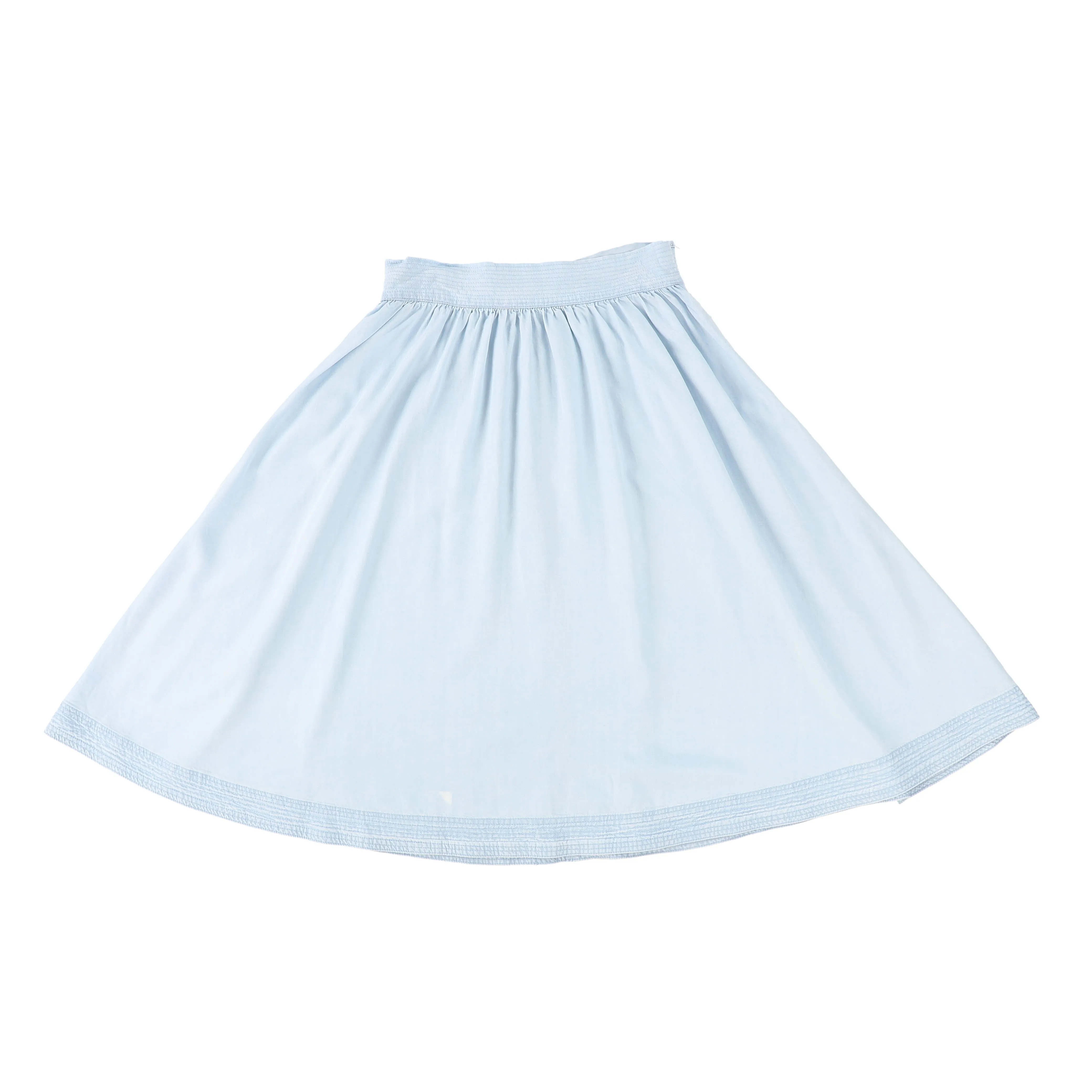 BACE COLLECTION LIGHT BLUE DENIM STITCH DETAIL SKIRT [FINAL SALE]