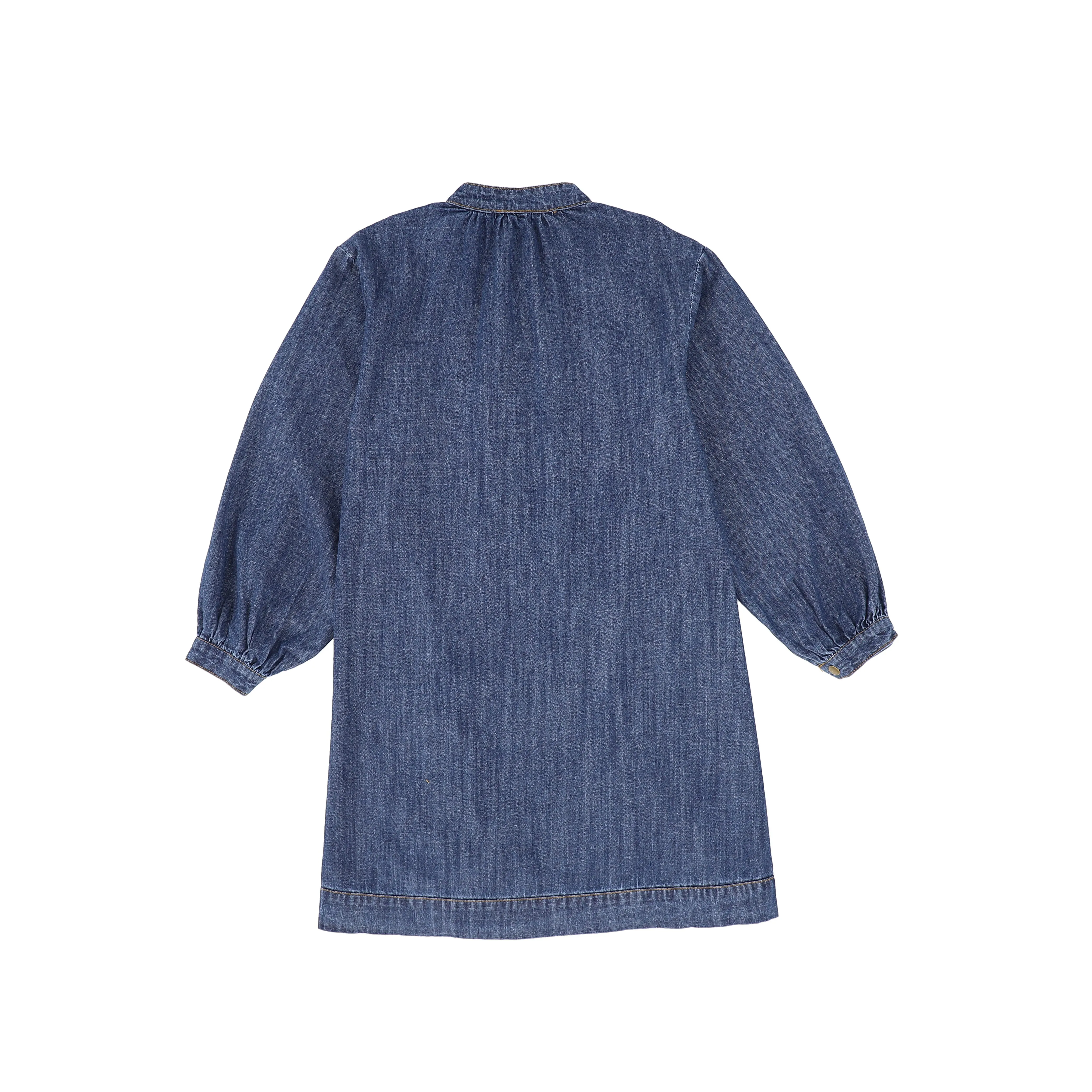 Bamboo Denim Bubble Sleeve Button Dress