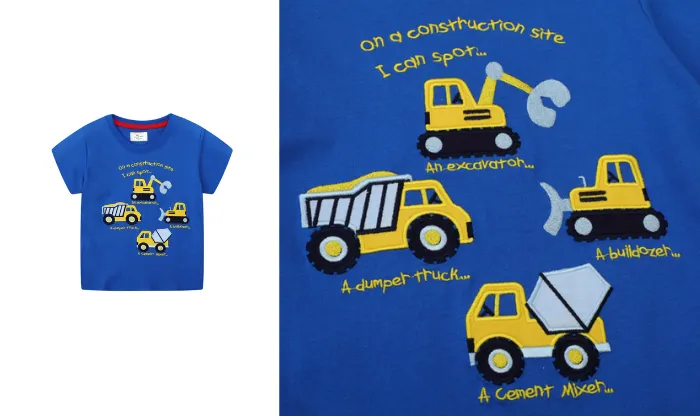 Blue Construction Print T-shirt