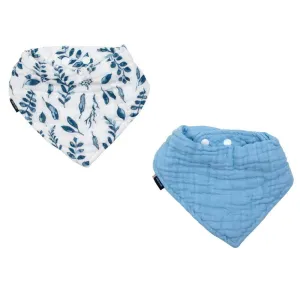 Blue Leaves   Cornflower Bandana Bib Set