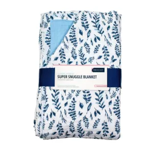 Blue Leaves   Cornflower Classic Muslin Super Snuggle Blanket