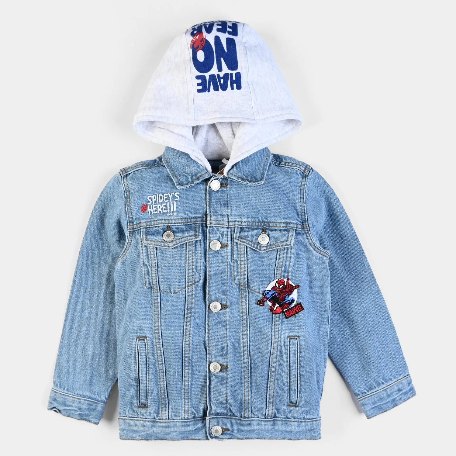 Boys Denim Hoodie Jacket Spidey's-LIGHT BLUE