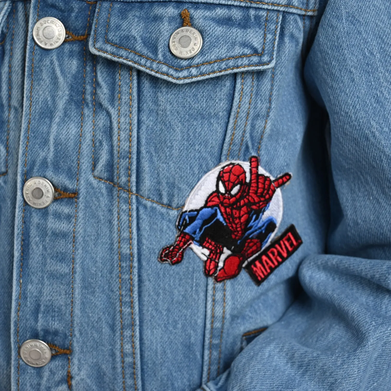 Boys Denim Hoodie Jacket Spidey's-LIGHT BLUE