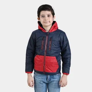 Boys Mix taffeta Quilted Jacket Color Block-R Navy