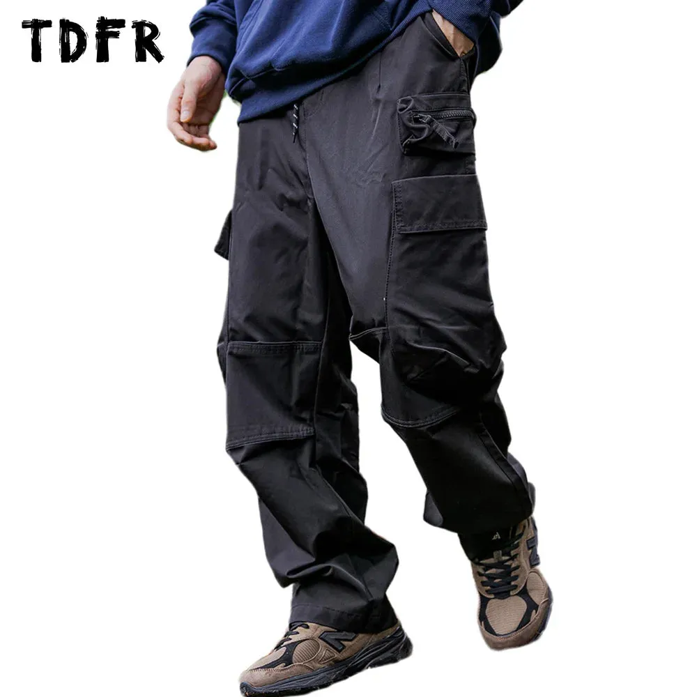 Casual Retro Safari Style Pleated Cargo Pants with Drawstring Waist