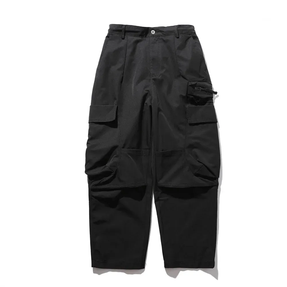 Casual Retro Safari Style Pleated Cargo Pants with Drawstring Waist