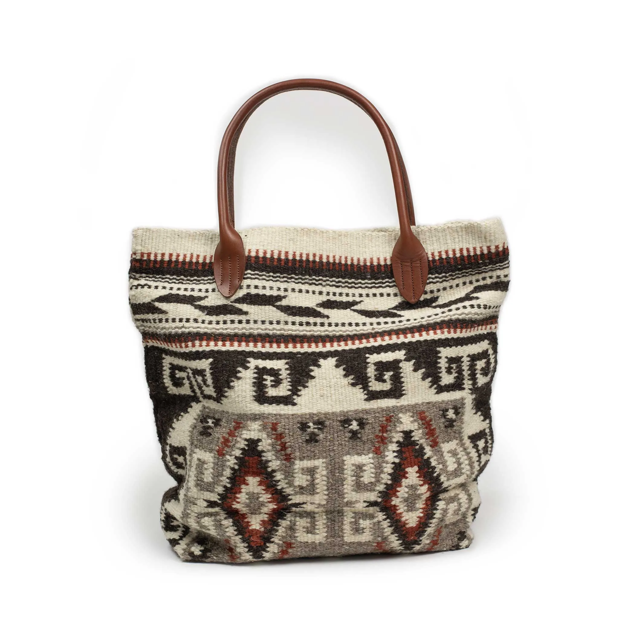 Chamula handknit blanket tote bag in Greca Antigua pattern