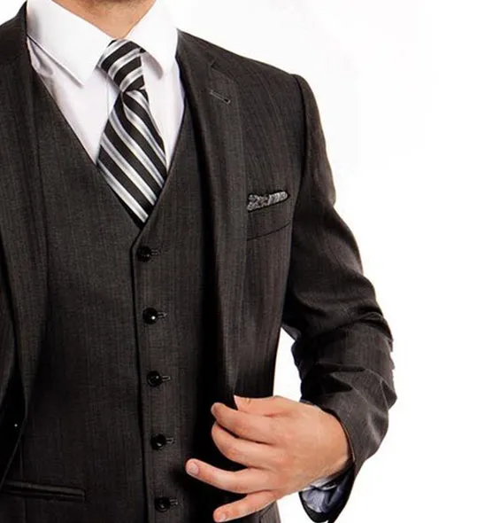 Classic Solid Textured Black Suit with Vest