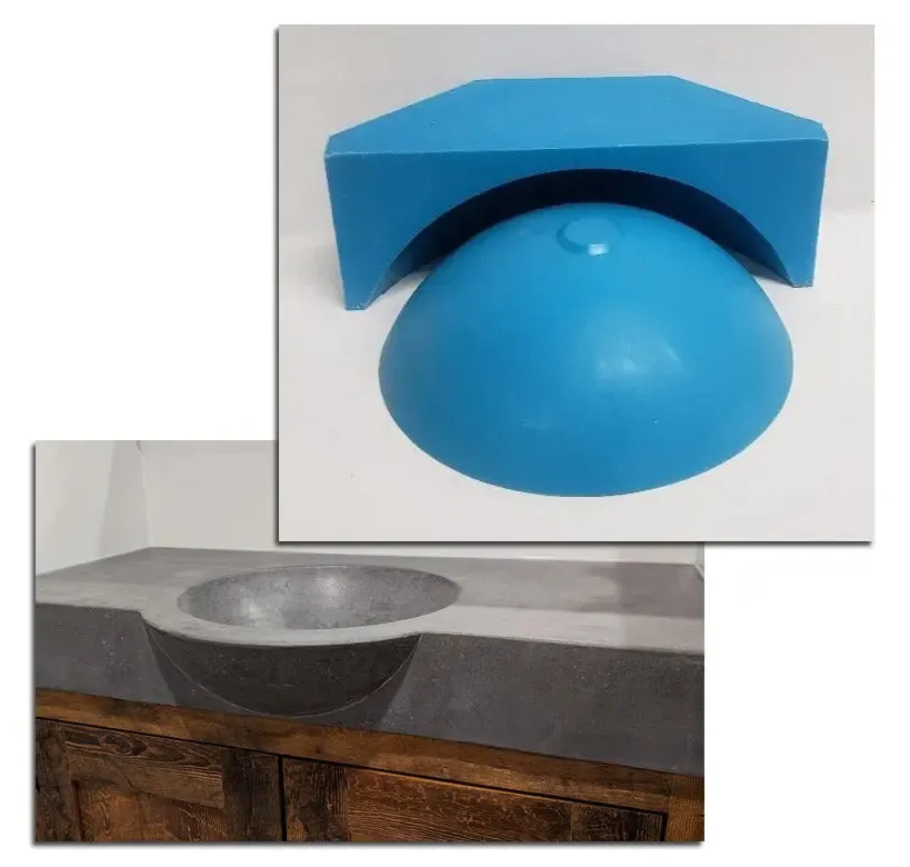 Concrete Countertop Round Cantilever Front Sink Form SDP-4C