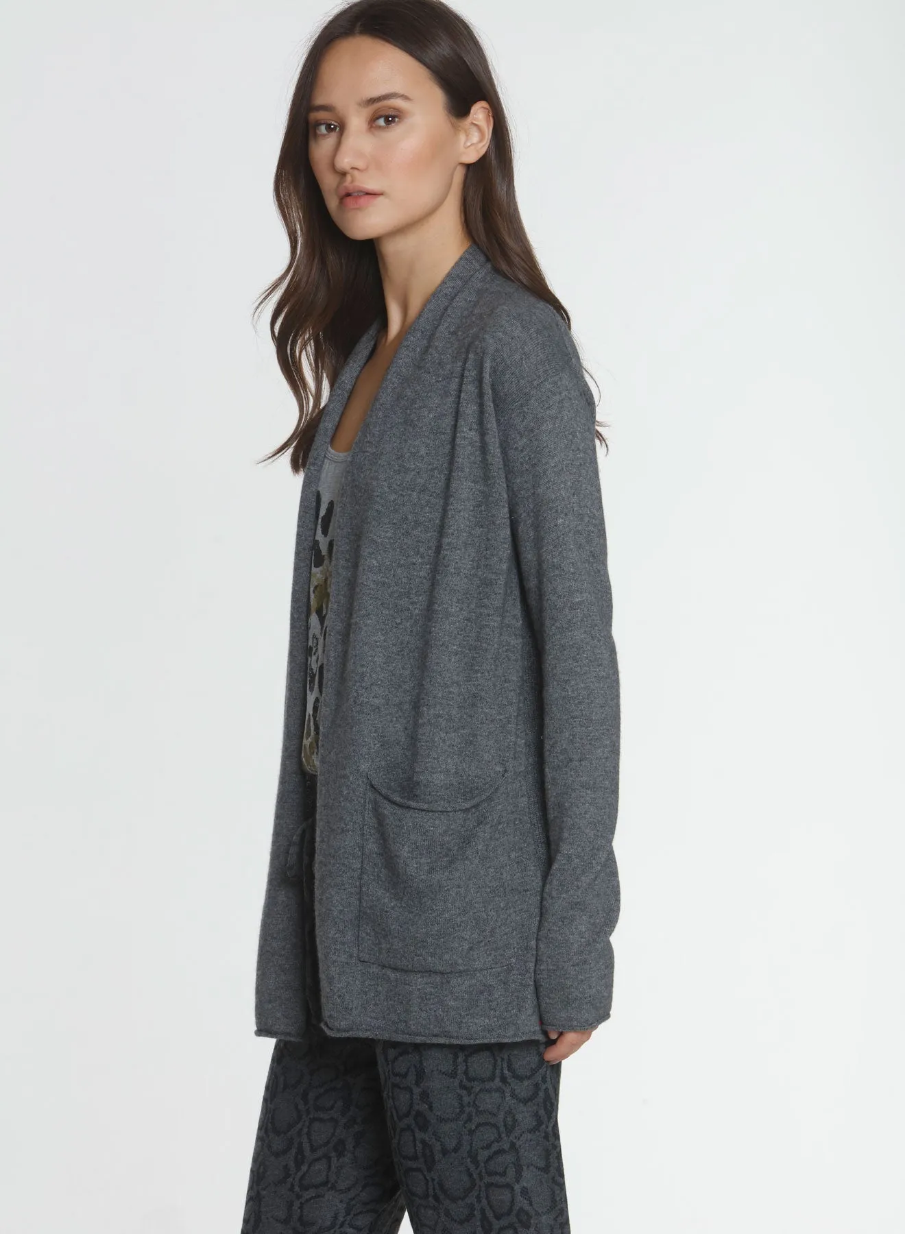 Core Pocket Cardigan - Charcoal