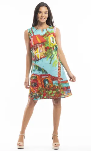 Cotton Dress Shift Reversible Plage De Tahiti