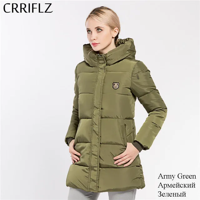 CRRIFLZ 2017 New Winter Collection Women's Jackets Parkas Hooded Long Cotton Padded Jacket High Quality 8 Color Warm Thick Coats