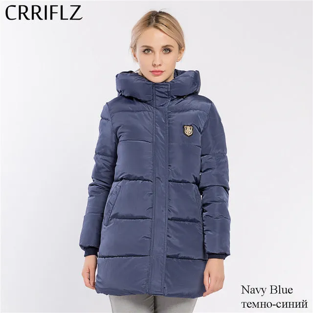 CRRIFLZ 2017 New Winter Collection Women's Jackets Parkas Hooded Long Cotton Padded Jacket High Quality 8 Color Warm Thick Coats