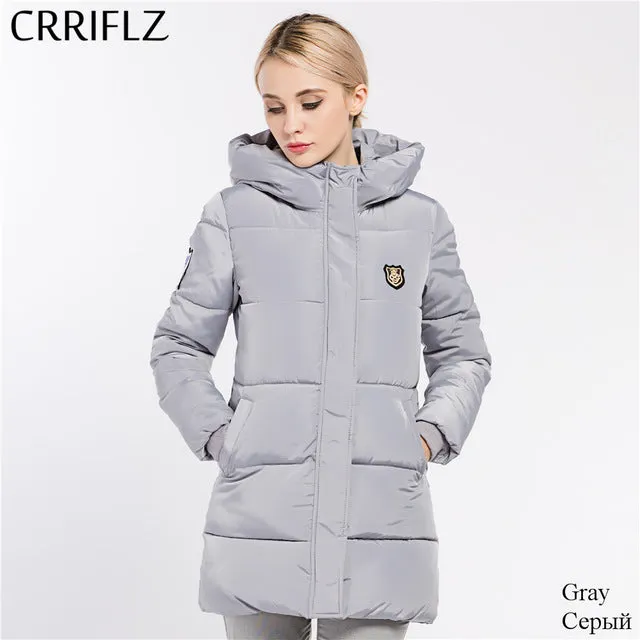 CRRIFLZ 2017 New Winter Collection Women's Jackets Parkas Hooded Long Cotton Padded Jacket High Quality 8 Color Warm Thick Coats