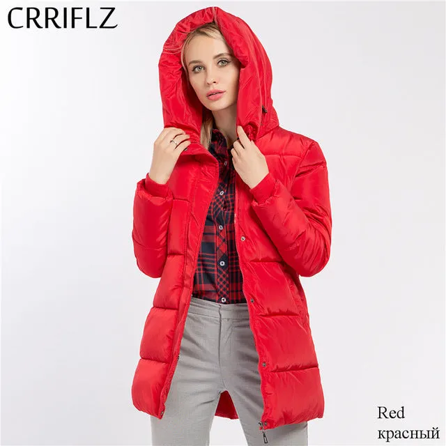 CRRIFLZ 2017 New Winter Collection Women's Jackets Parkas Hooded Long Cotton Padded Jacket High Quality 8 Color Warm Thick Coats