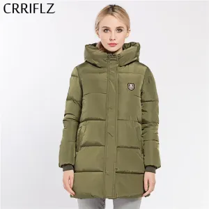 CRRIFLZ 2017 New Winter Collection Women's Jackets Parkas Hooded Long Cotton Padded Jacket High Quality 8 Color Warm Thick Coats