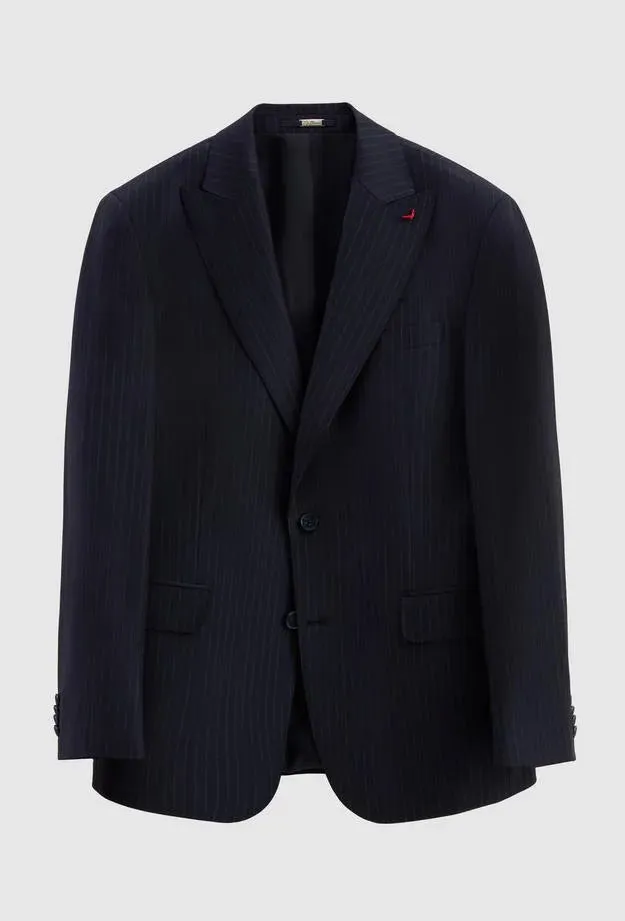 Ds Damat Slim Fit Navy Blue Stripe Patterned Suit