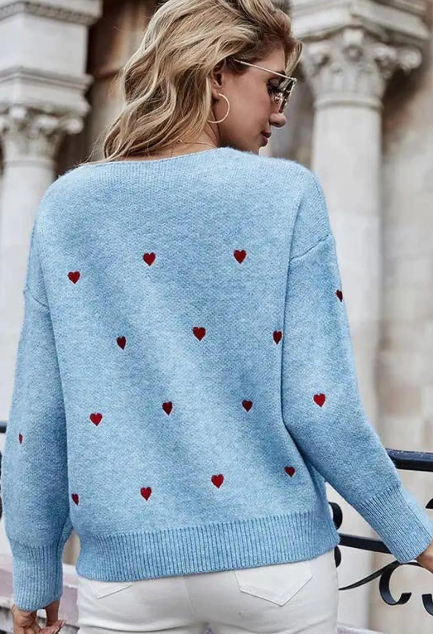 Esley Embroidered Heart Eyelash Knit Sweater