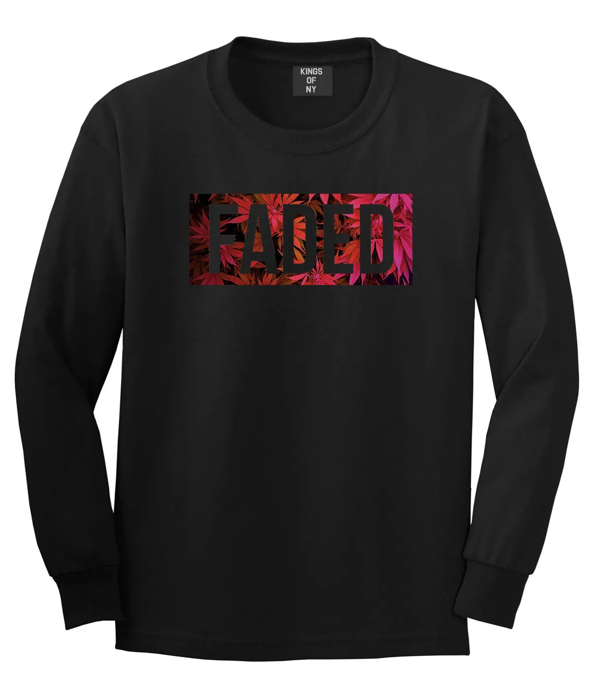 Faded Red and Pink Marijuana Weed Long Sleeve T-Shirt