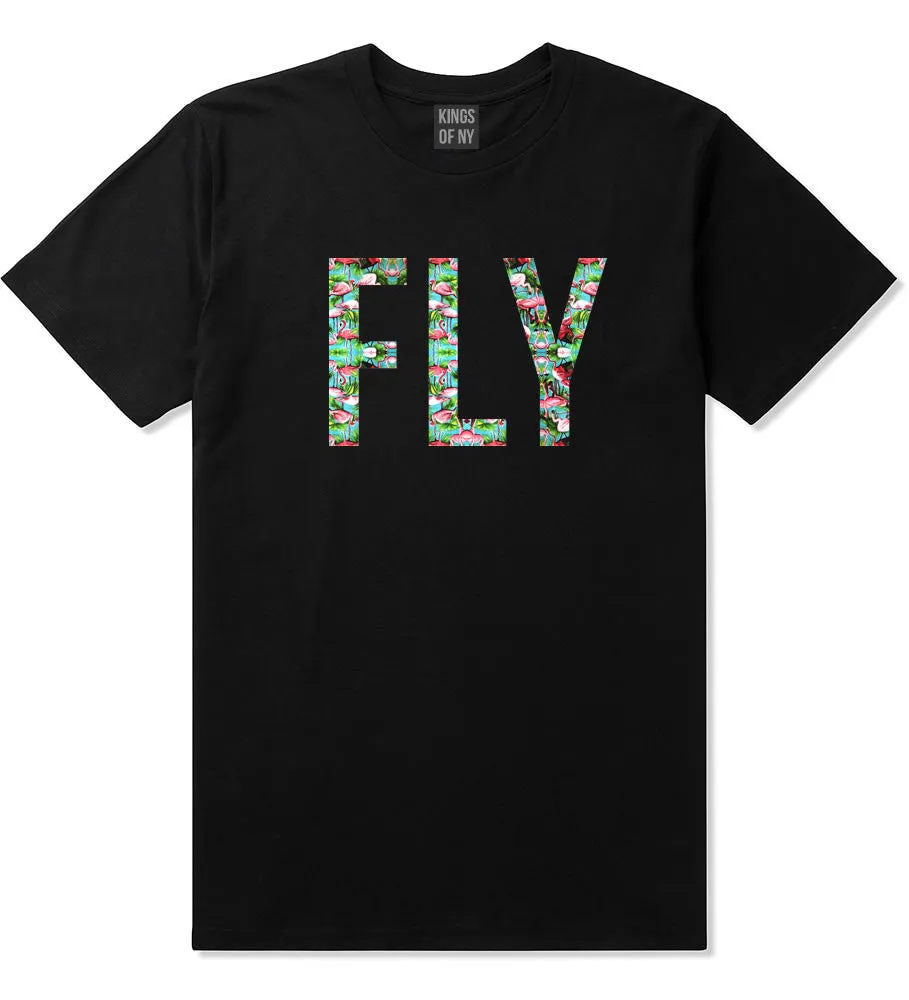 FLY Flamingo Print Summer T-Shirt