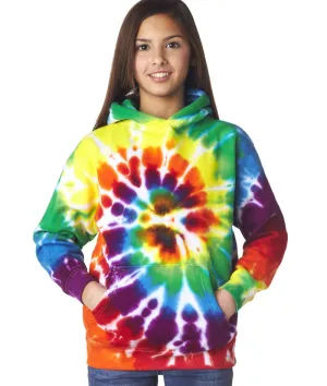 gildan tie-dye youth hooded sweatshirt - rainbow (s)