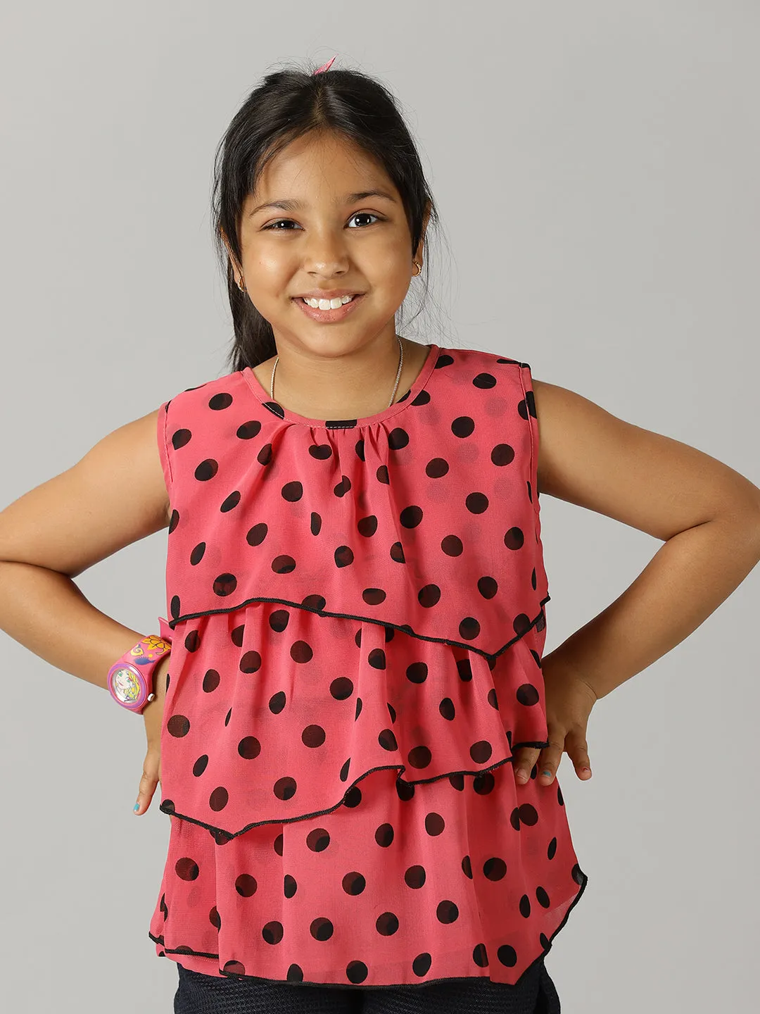 Girls Sleeveless Layered Top