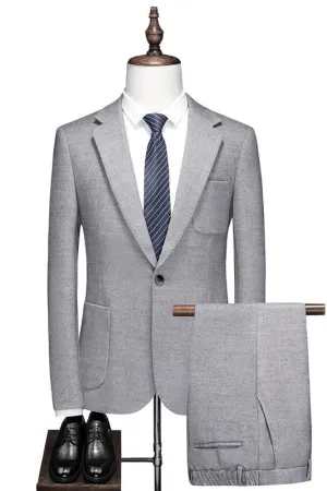 Gray Stylish Prom Suits for Men Notched Lapel Formal Business Suit