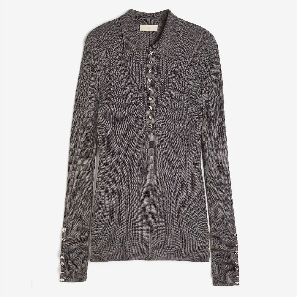 H&M Button-detail sweater, dark gray