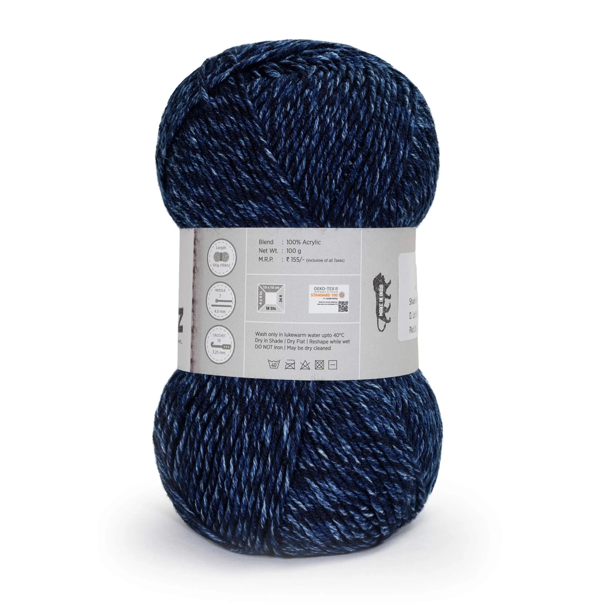 Heartbeats z 100% Acrylic is a Super Seller, with Jeans Like Effect and Texture of a Soft Knitting Yarn. Pack of 2 Balls - 100gm Each. Shade no - DNM1