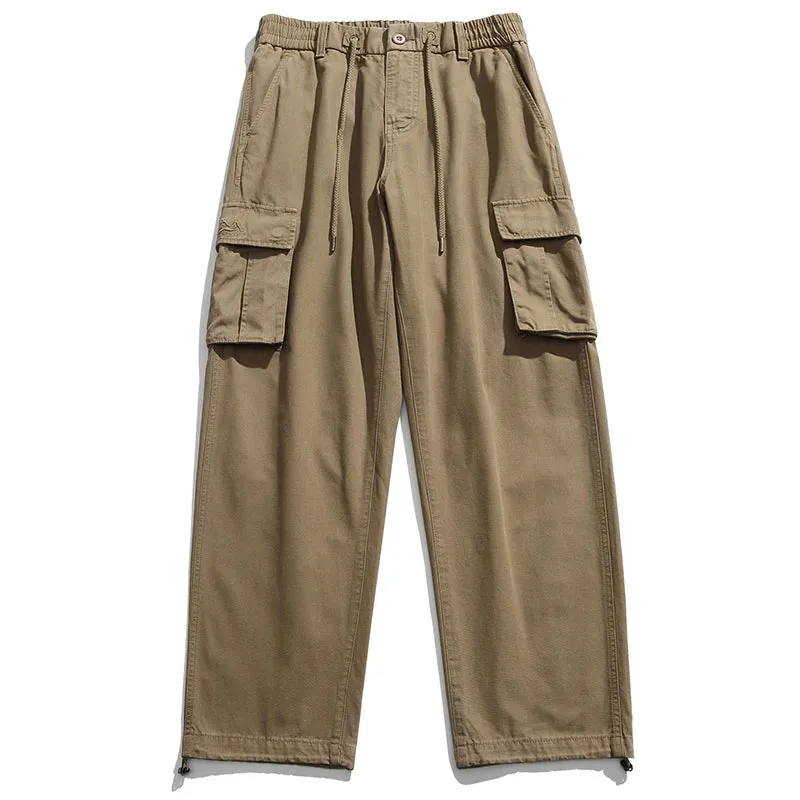 Japanese Streetwear Khaki Plus Size Cargo Pants - Casual Straight Trousers