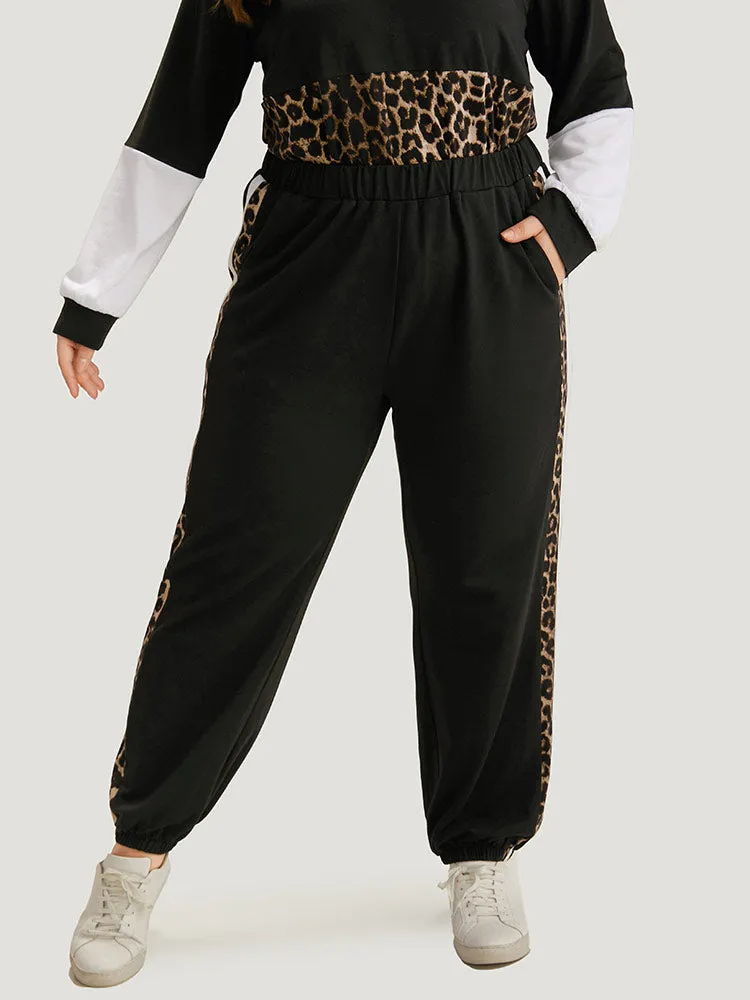 Leopard Patchwork Contrast Pants