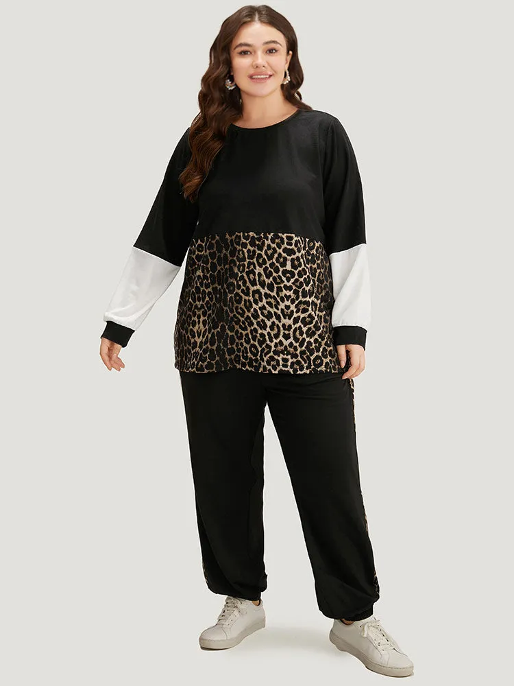 Leopard Patchwork Contrast Pants