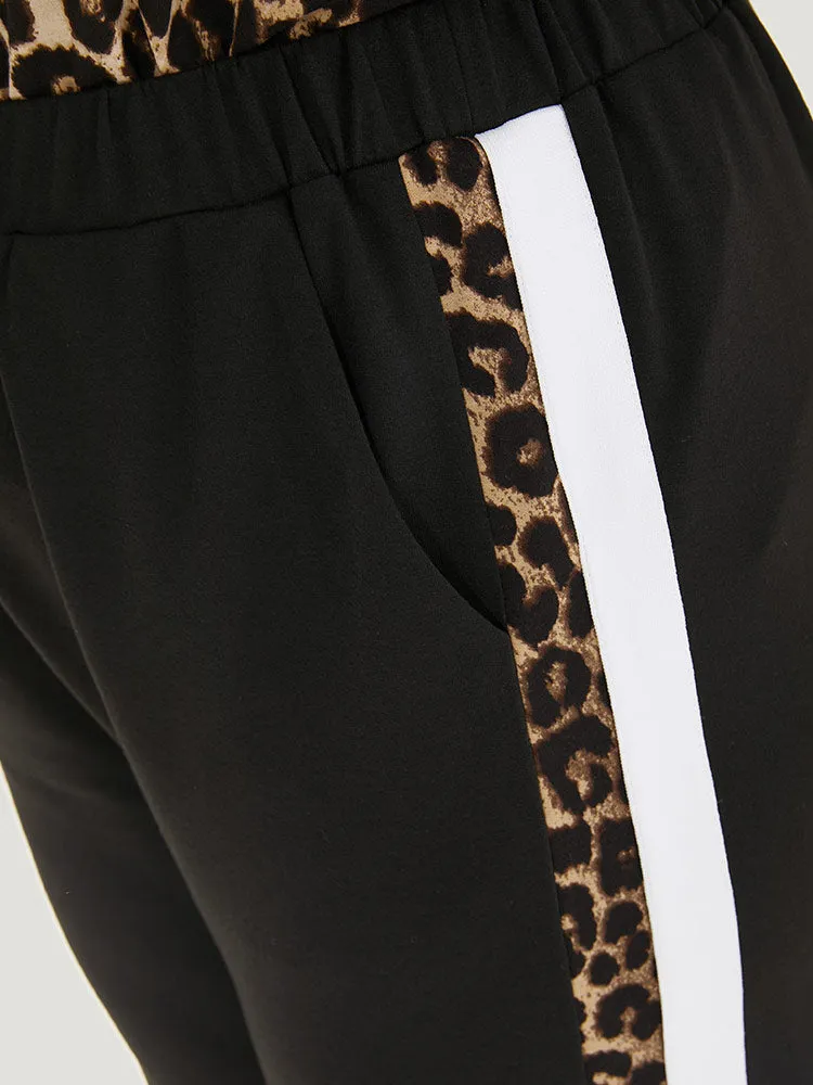 Leopard Patchwork Contrast Pants