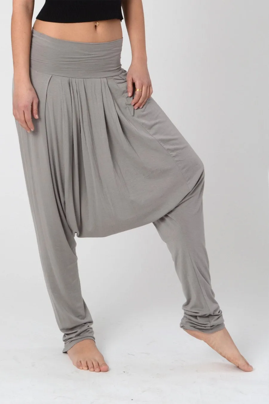 Light Grey Drop Crotch Harem Pants