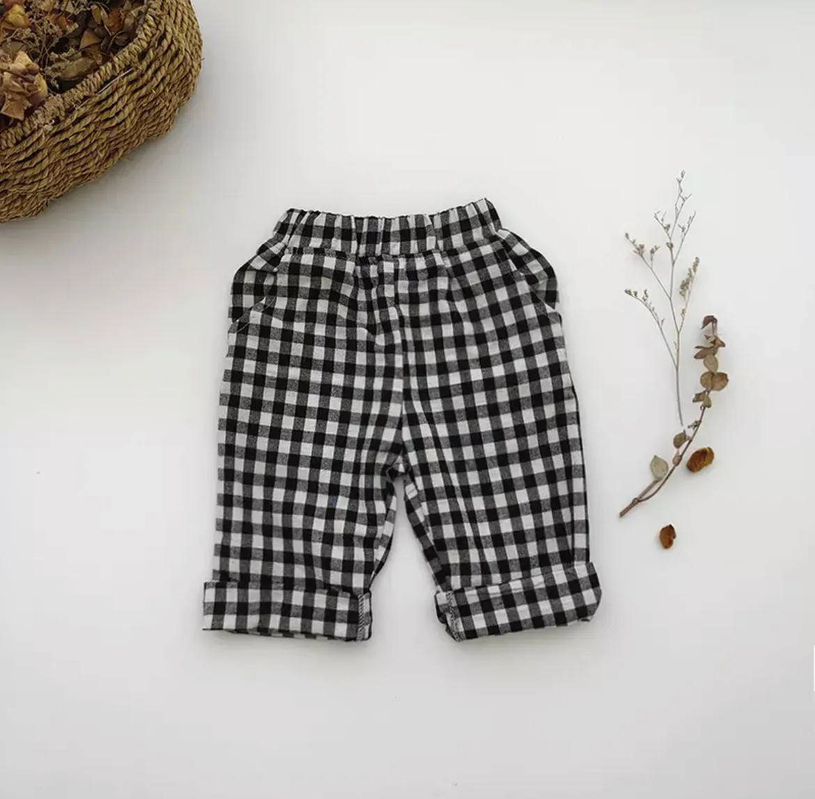 Linen Pants - Black Gingham