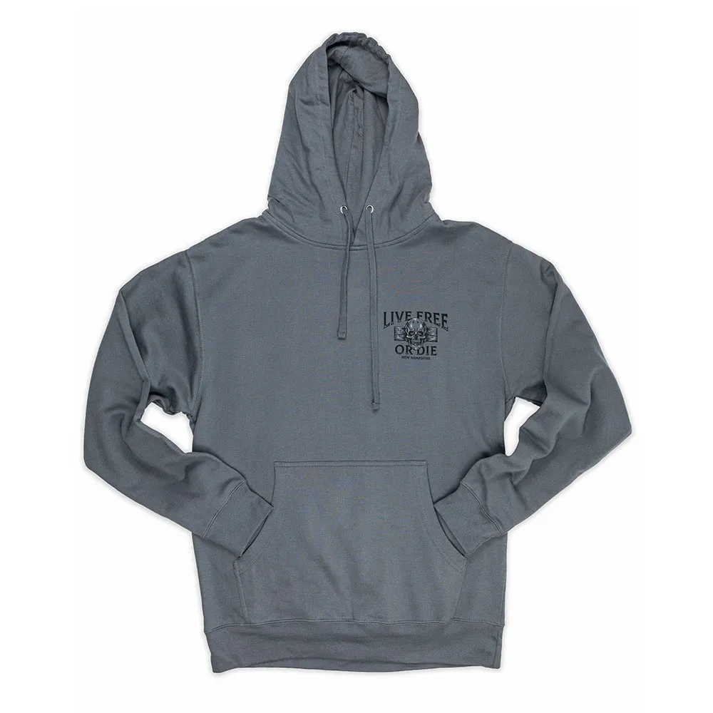 Live Free or Die Skull Hoodie- Storm Grey