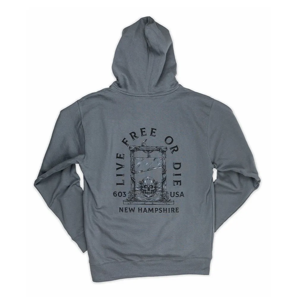 Live Free or Die Skull Hoodie- Storm Grey