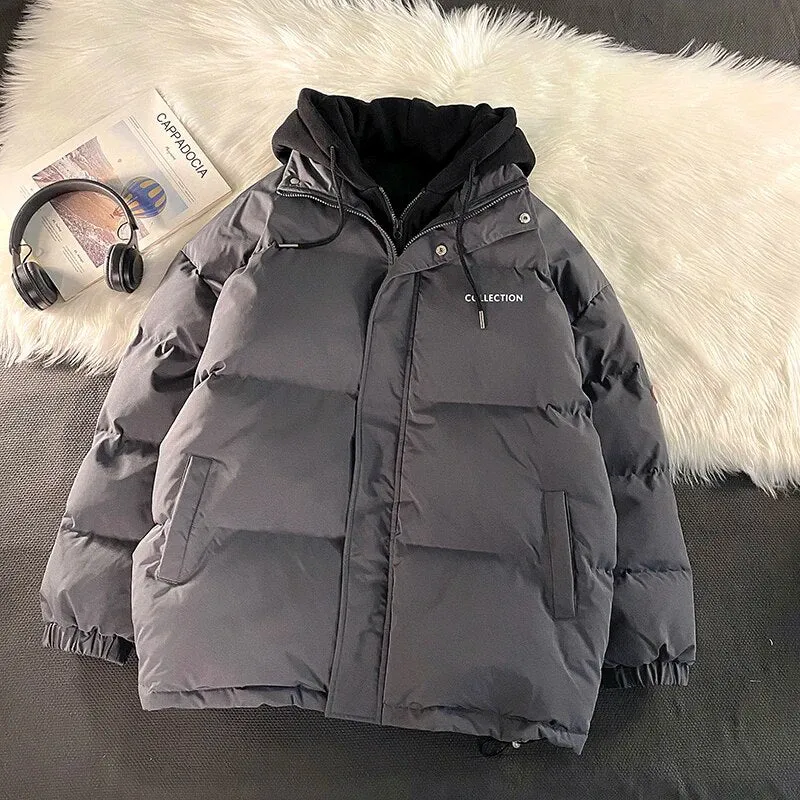 Men Fleece   Warm Parkas 2023 Mens Korean Fashion Streetwear Winter Jacket Japanese Style Vintage Bubble Coat