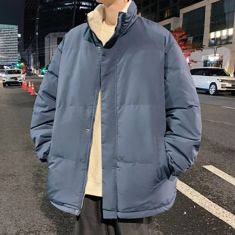 Men Fleece   Warm Parkas 2023 Mens Korean Fashion Streetwear Winter Jacket Japanese Style Vintage Bubble Coat