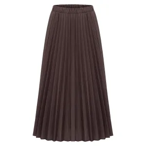 Midi Pleated Skirt - Dove Brown