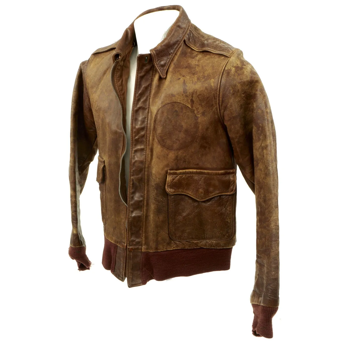 Original U.S. WWII Army Air Force A-2 Flight Jacket with Original Artwork of a B-17 Flying Fortress on the Reverse