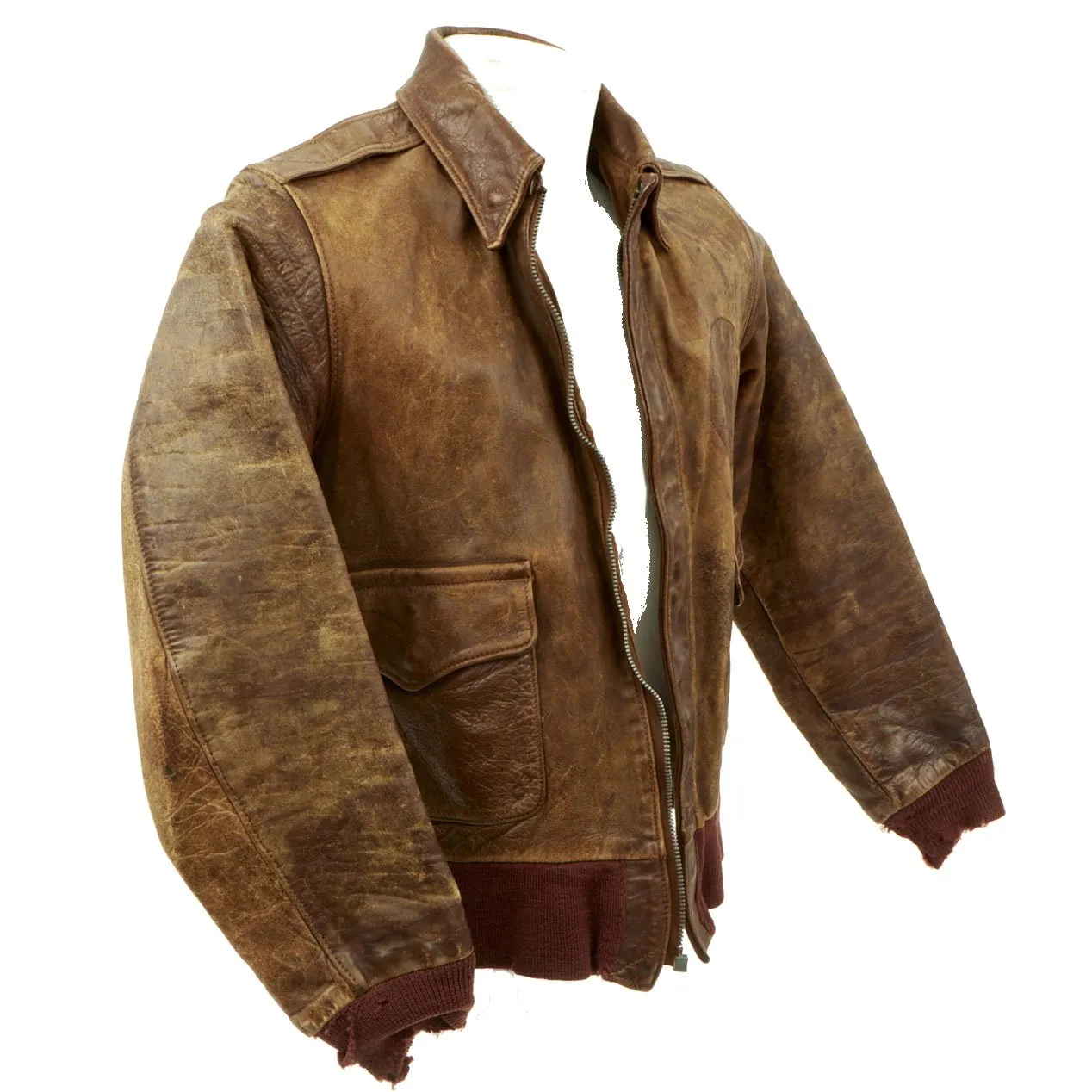 Original U.S. WWII Army Air Force A-2 Flight Jacket with Original Artwork of a B-17 Flying Fortress on the Reverse