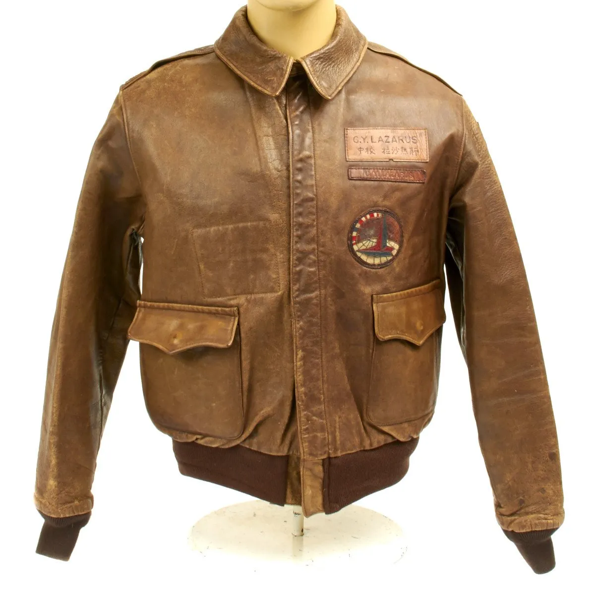 Original U.S. WWII Named China Burma India Theater A2 Leather Flight Jacket