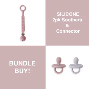 PLUM Silicone Soothers & Connector Bundle - Berry (0-6M)