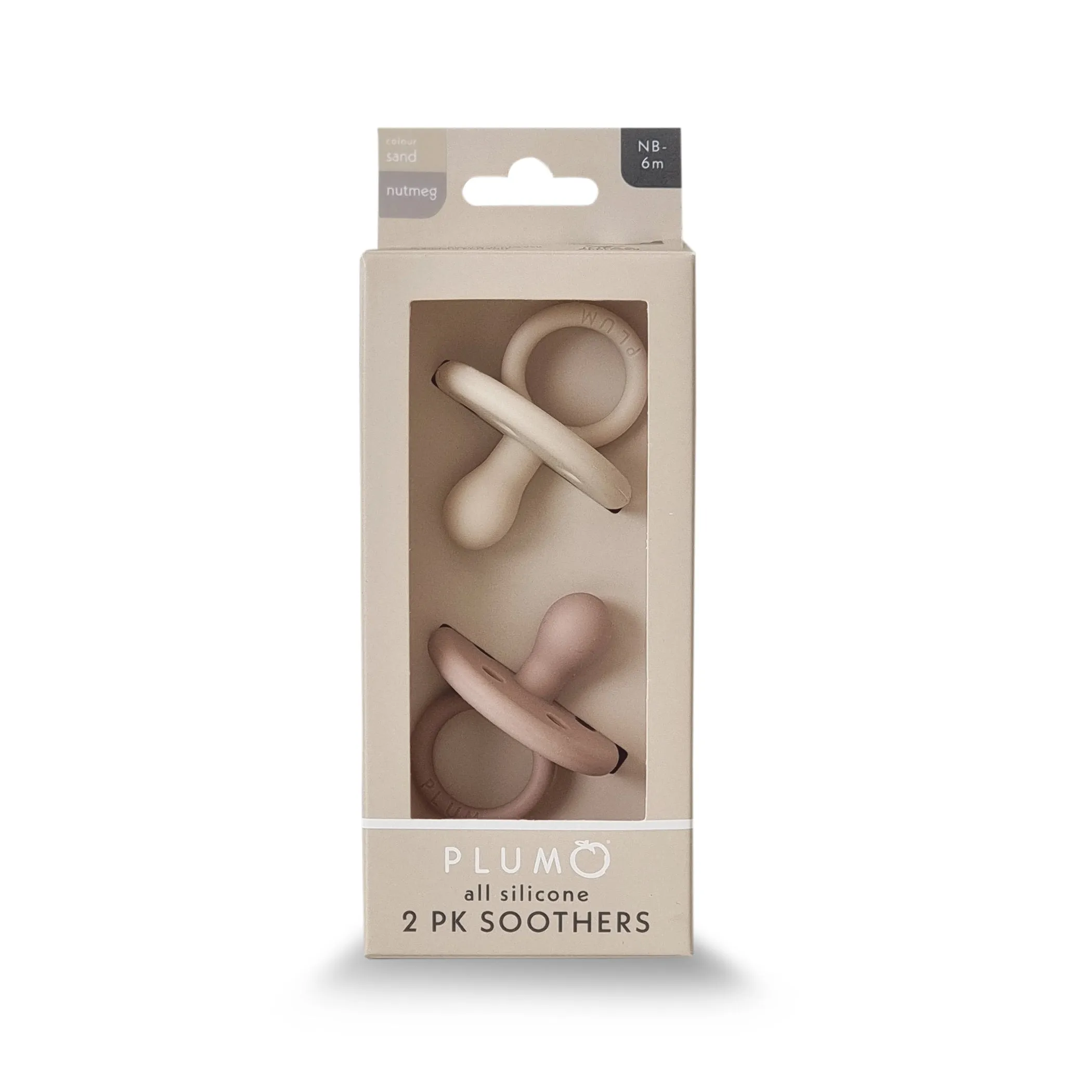 PLUM Silicone Soothers & Connector Bundle - Sand (0-6M)