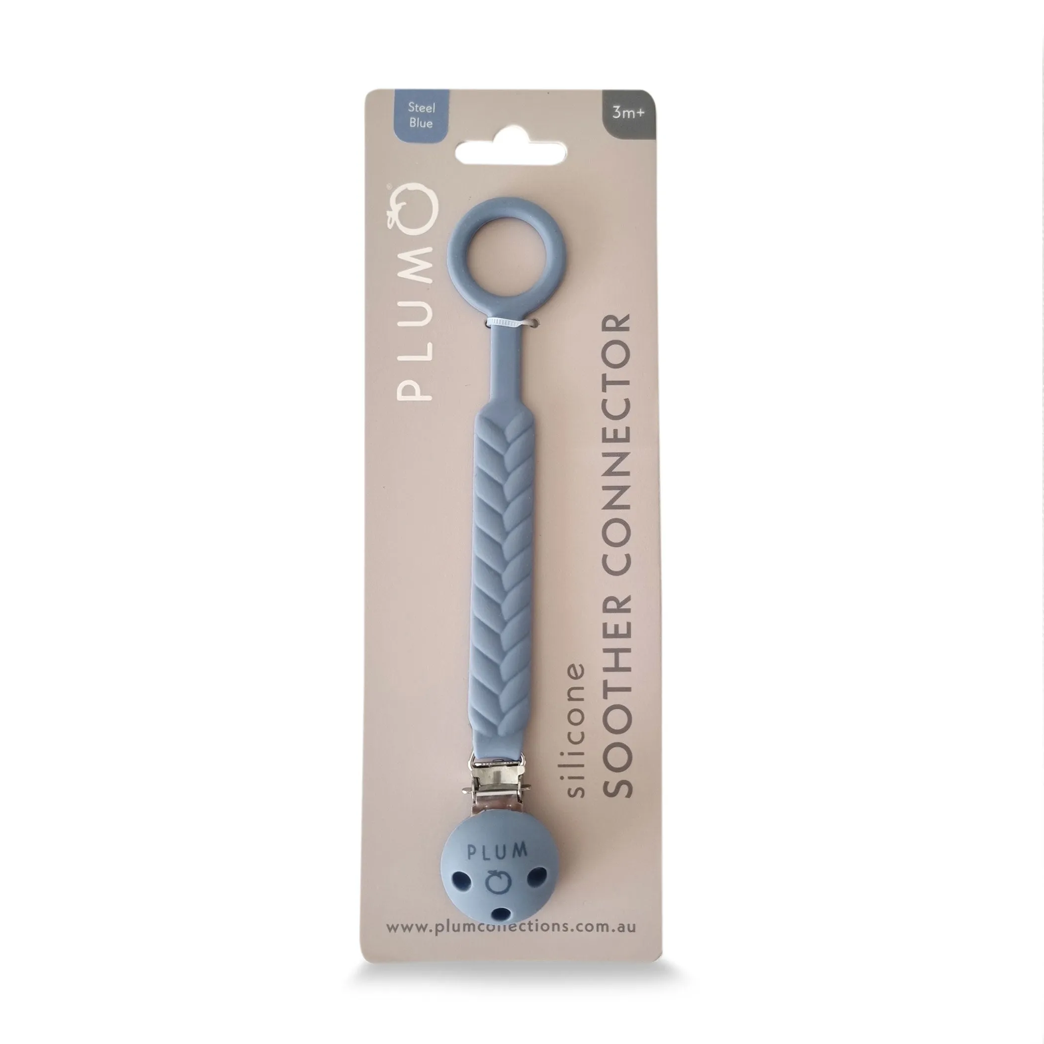 PLUM Silicone Soothers & Connector Bundle - Steel Blue (0-6M)