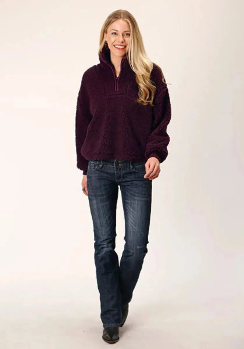 Roper Cropped Polar Fleece Pullover (Wine) - Women's Fleece Pullover