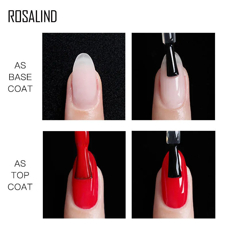 ROSALIND 2 In 1 Base And Top Coat Gel Bright For Nail Art Design LED/UV Lamp