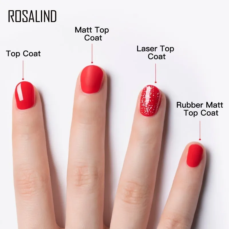 ROSALIND Rubber Top Coat Gel Polish Bright For Nail Art Design LED/UV Lamp